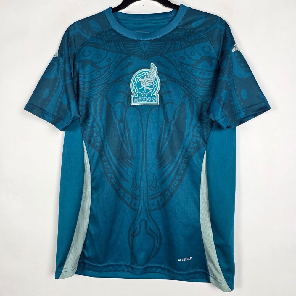 Adidas Mexico 2024 Warm Up National Slim Mens Small Blue Football Soccer Jersey